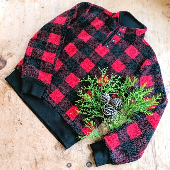 Crewcuts Other - Crew Cuts Red&Black Buffalo Check Fleece Size 12